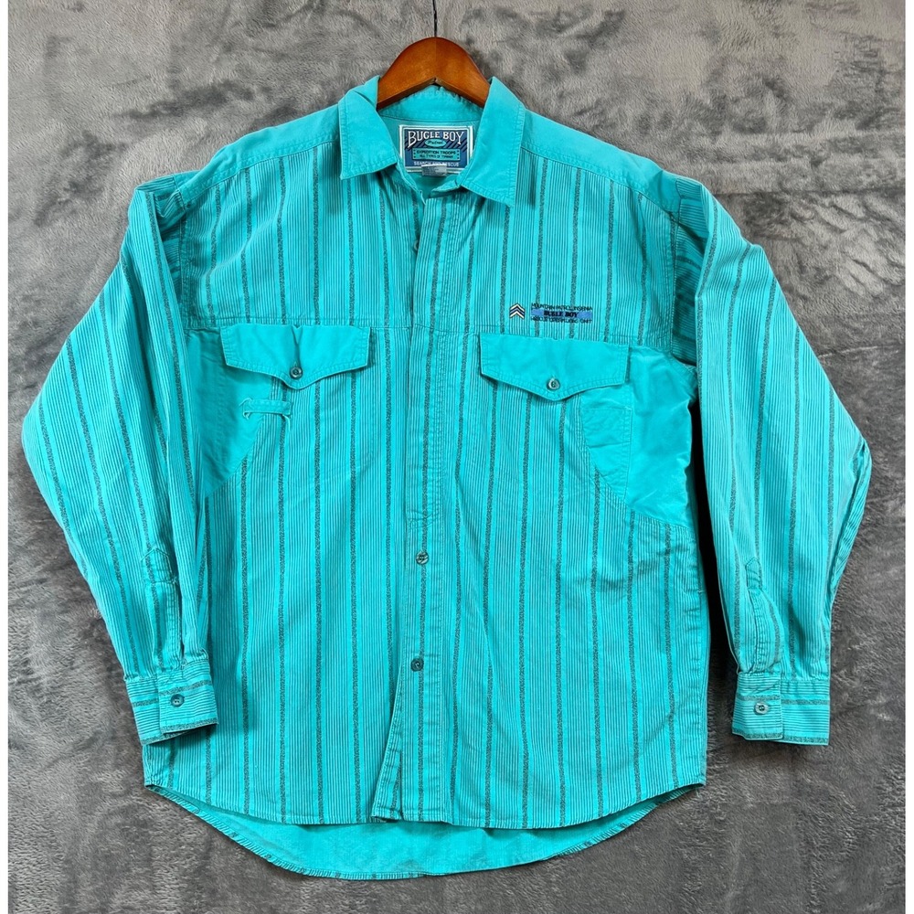 Vintage Bugle Bugle Boy Search & Rescue Shirt Mens Size XL Green Y2K Long Sleeve